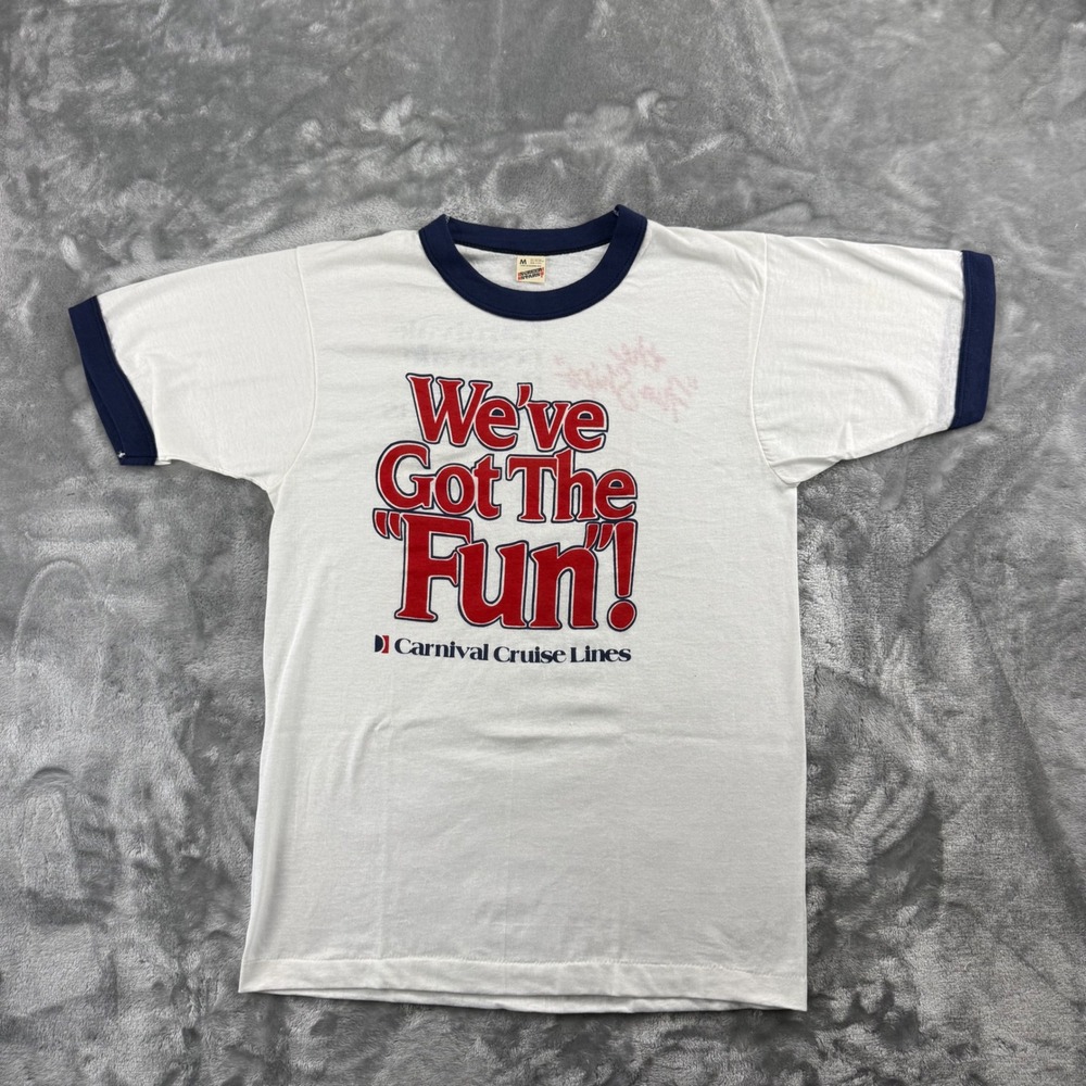 Vintage Screen Stars Carnival Cruise Lines Ringer T-Shirt Single Stitch White M